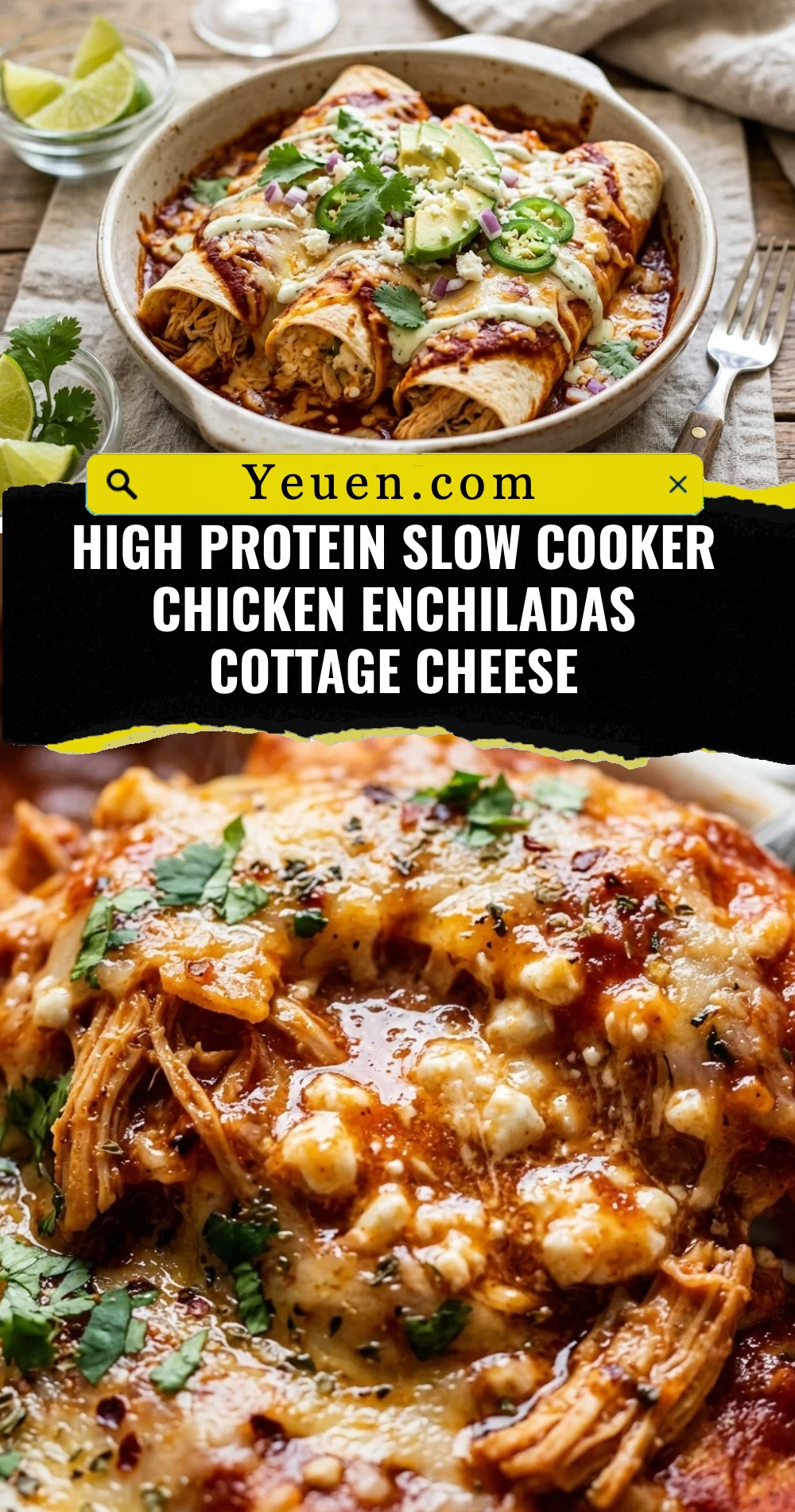 High Protein Slow Cooker Chicken Enchiladas Cottage Cheese