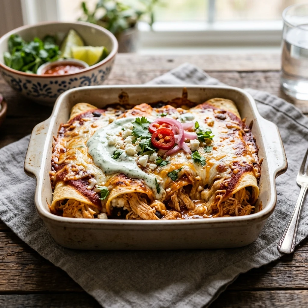 High Protein Slow Cooker Chicken Enchiladas Cottage Cheese