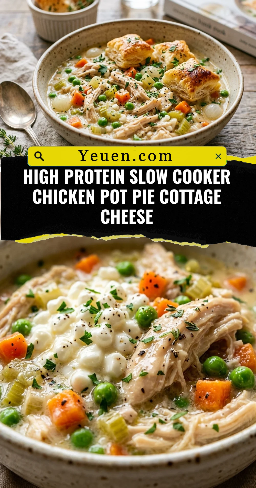 High Protein Slow Cooker Chicken Pot Pie Cottage Cheese