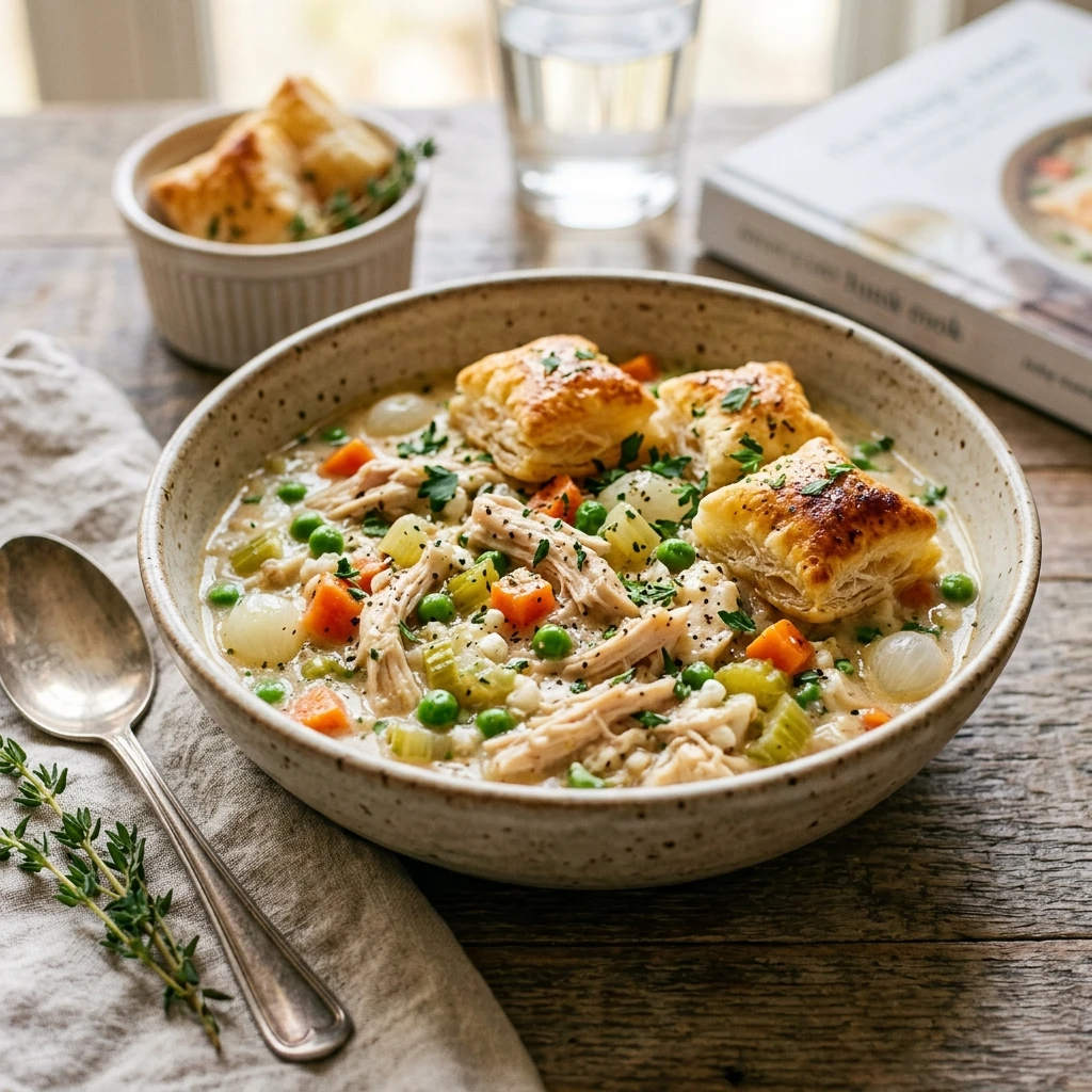 High Protein Slow Cooker Chicken Pot Pie Cottage Cheese
