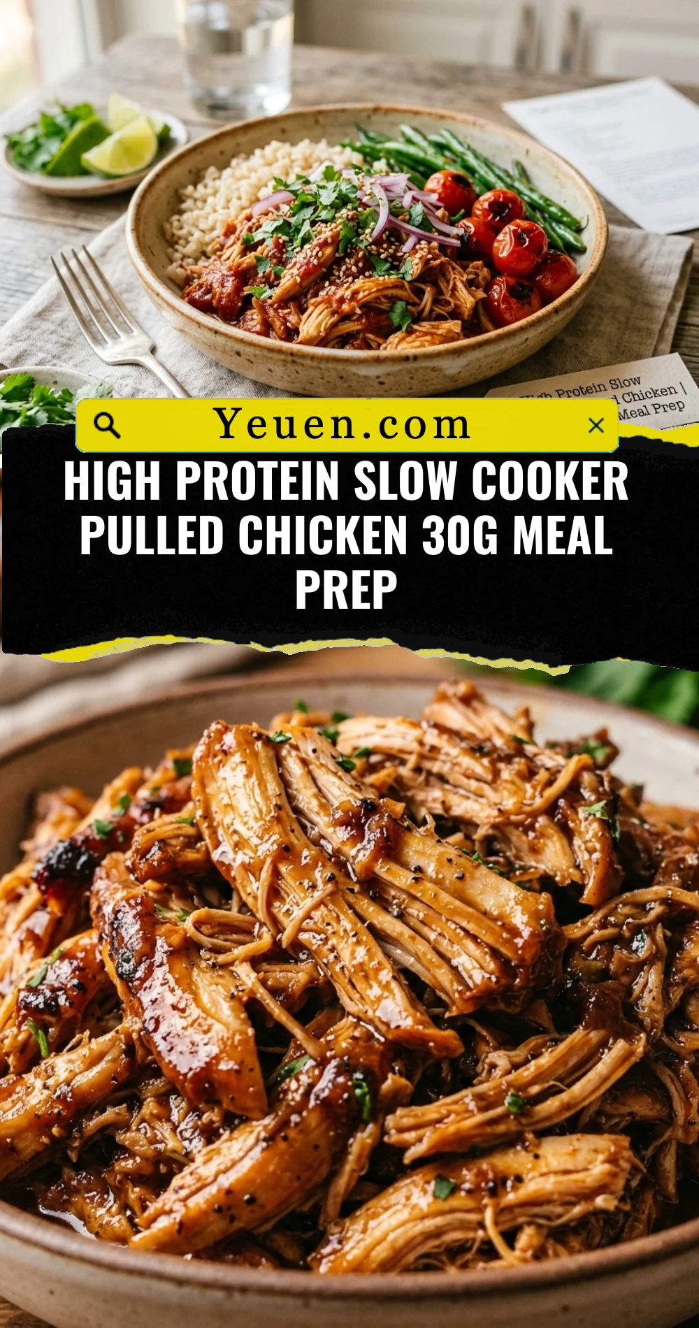 High Protein Slow Cooker Pulled Chicken 30g Meal Prep