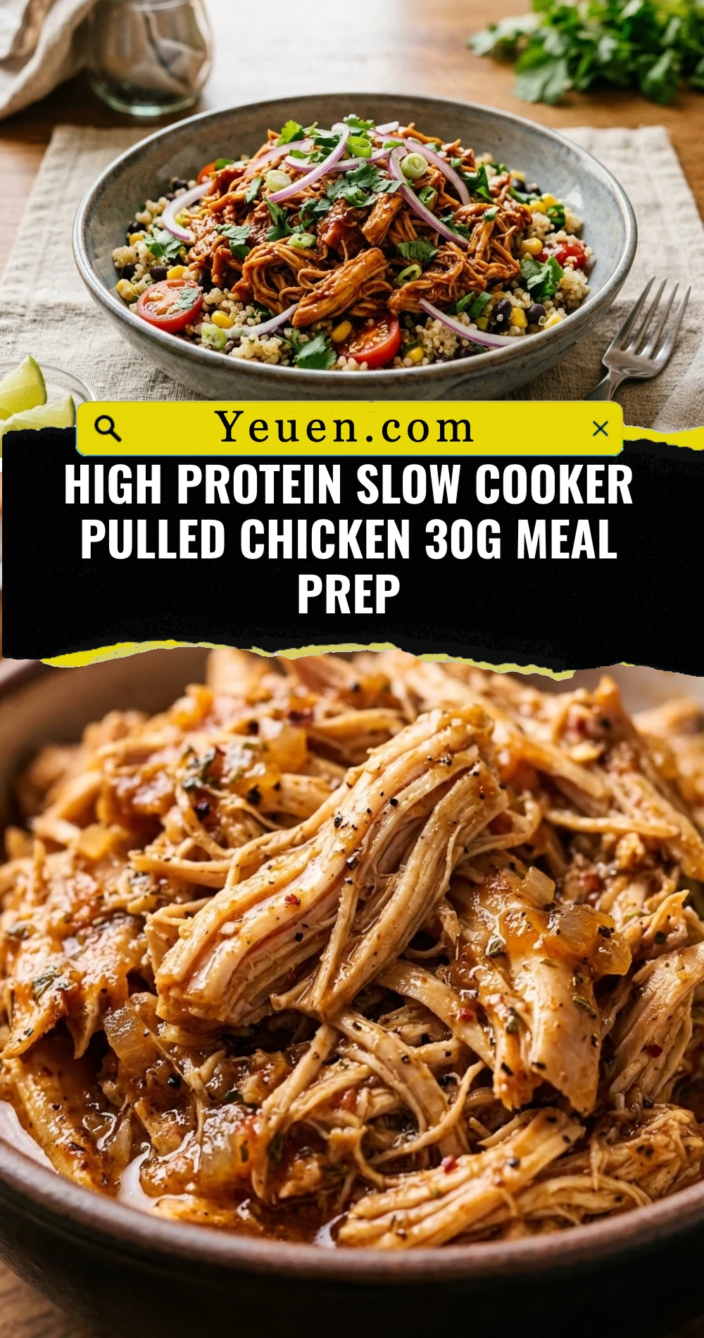 High Protein Slow Cooker Pulled Chicken 30g Meal Prep