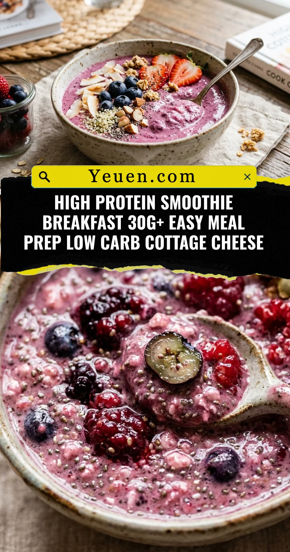 High Protein Smoothie Breakfast 30g+ Easy Meal Prep Low Carb Cottage Cheese