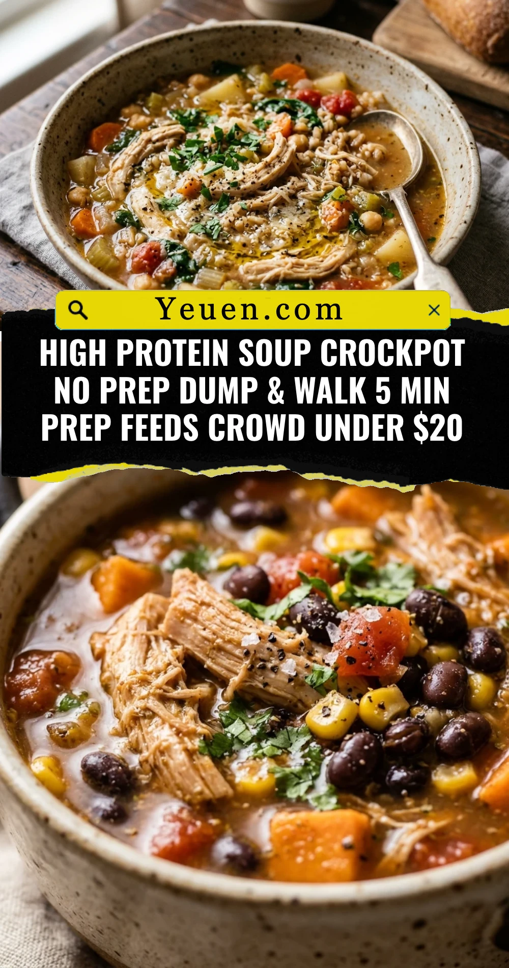 High Protein Soup Crockpot No Prep Dump & Walk 5 Min Prep Feeds Crowd Under $20