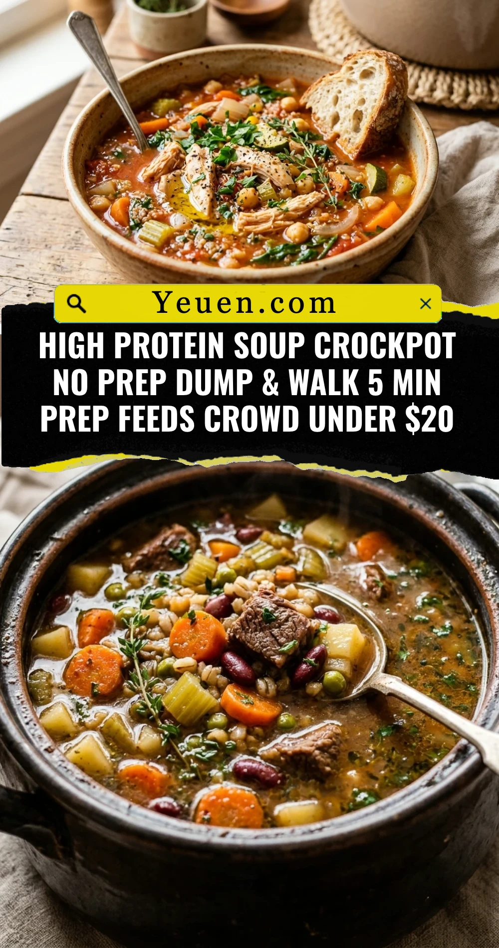 High Protein Soup Crockpot No Prep Dump & Walk 5 Min Prep Feeds Crowd Under $20