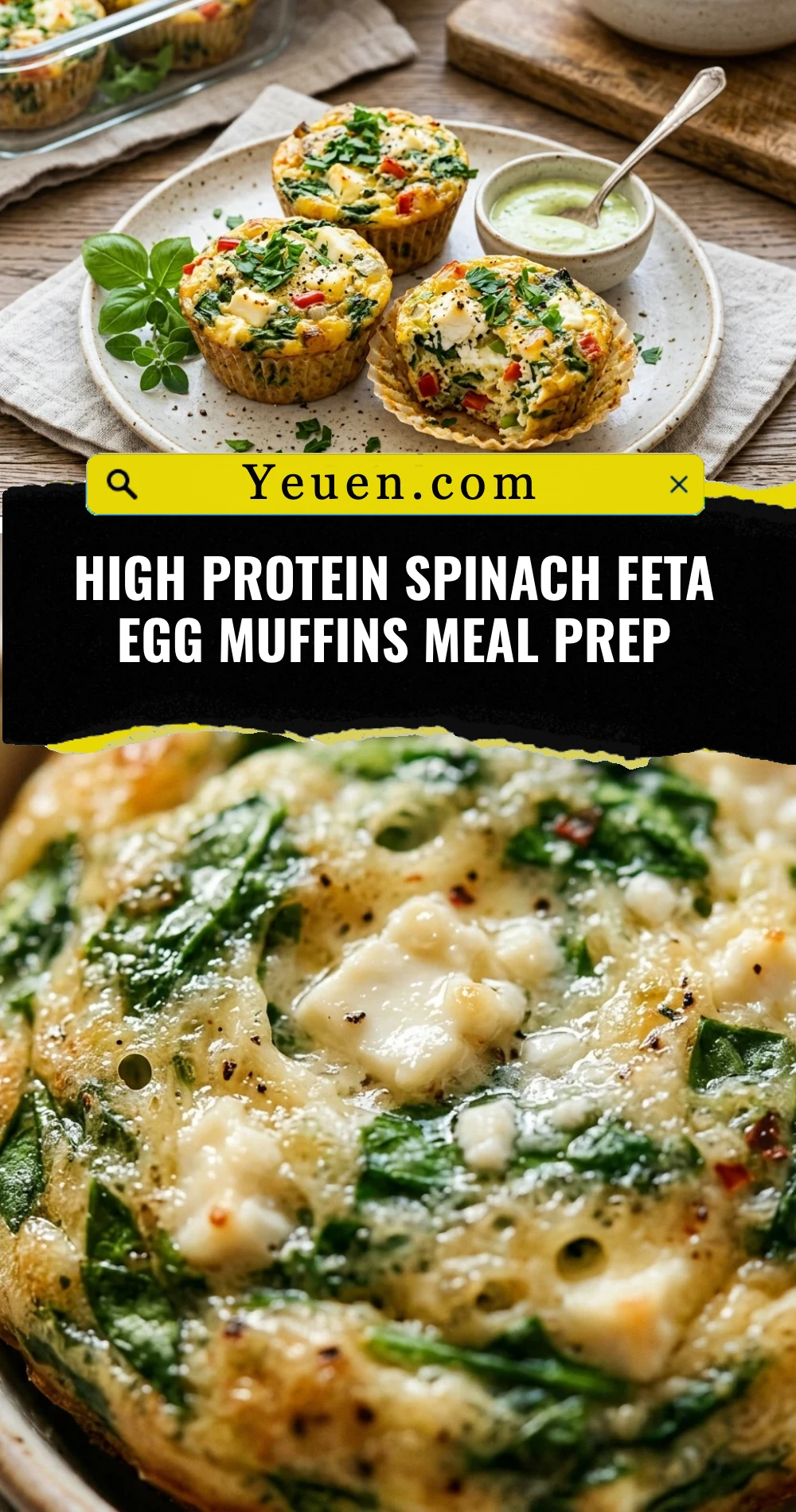 High Protein Spinach Feta Egg Muffins Meal Prep
