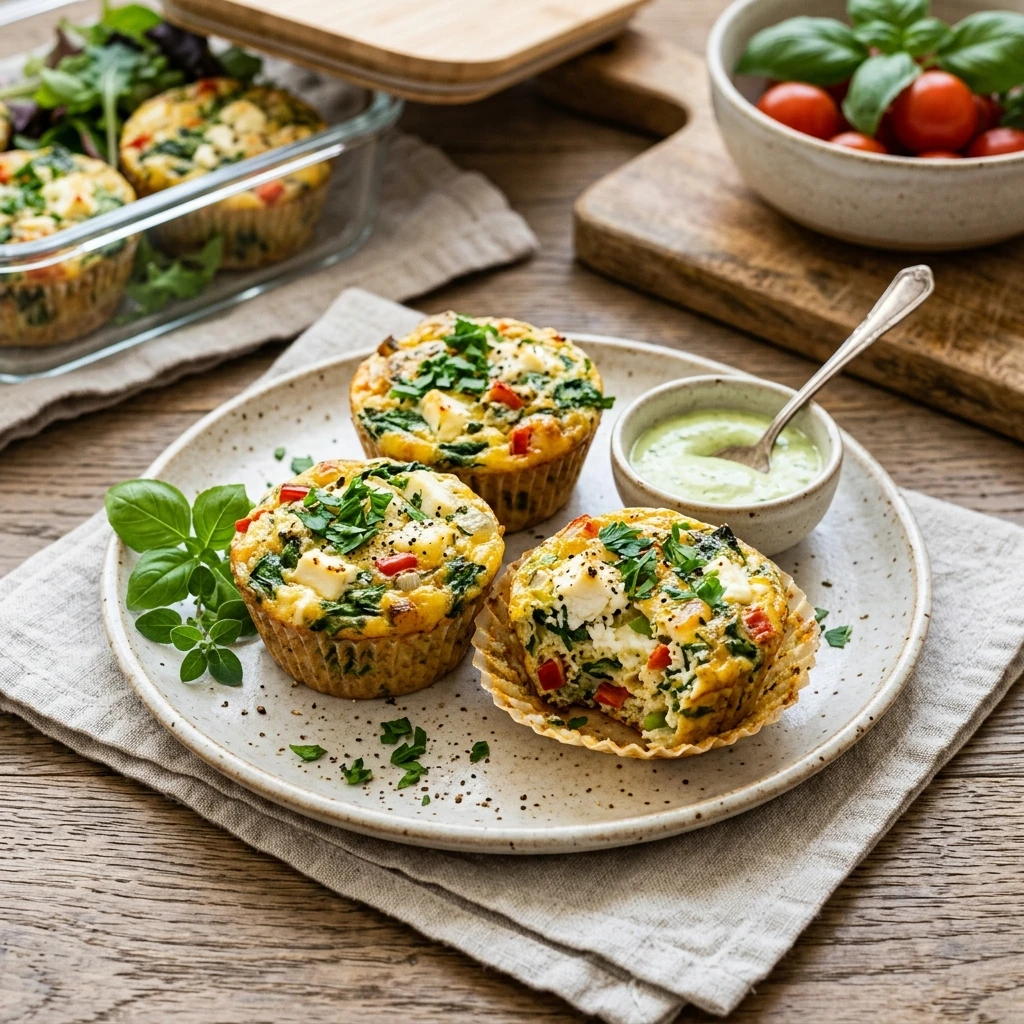 High Protein Spinach Feta Egg Muffins Meal Prep