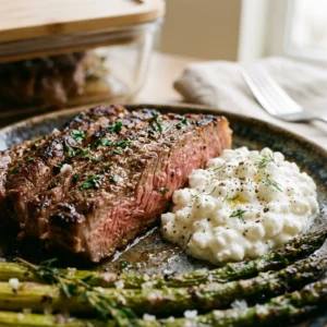 High Protein Steak Dinner 30g+ Easy Low Carb Meal Prep Cottage Cheese