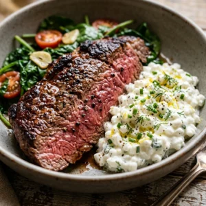 High Protein Steak Dinner 30g+ Easy Meal Prep Low Carb Cottage Cheese
