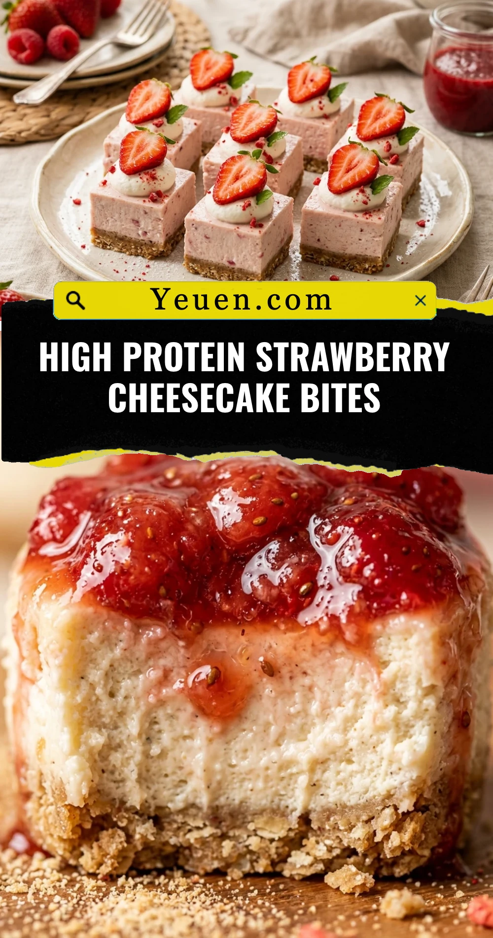 High Protein Strawberry Cheesecake Bites