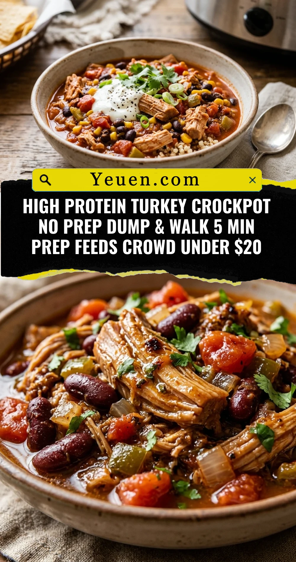 High Protein Turkey Crockpot No Prep Dump & Walk 5 Min Prep Feeds Crowd Under $20