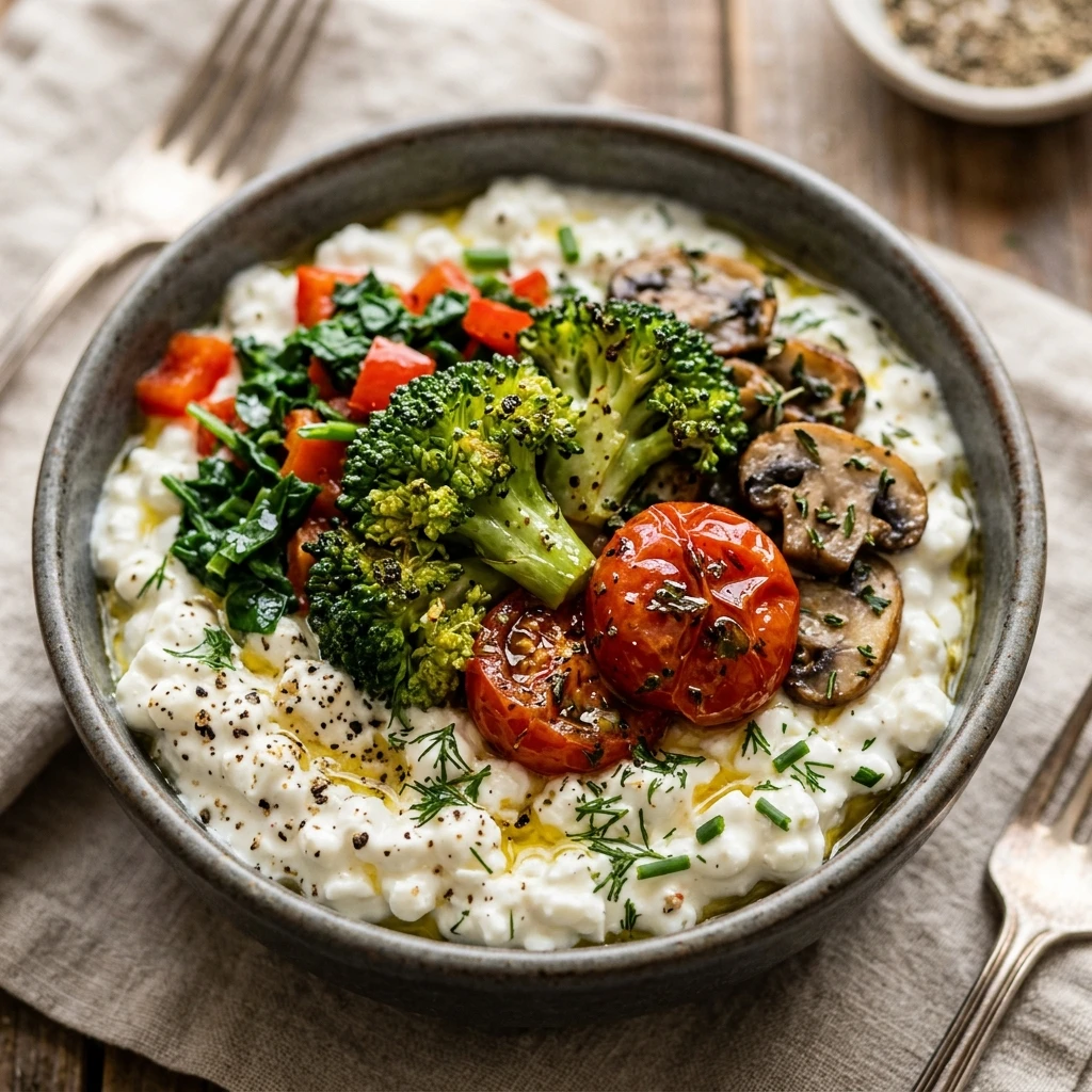 High Protein Veggie Dinner 30g+ Easy Meal Prep Low Carb Cottage Cheese