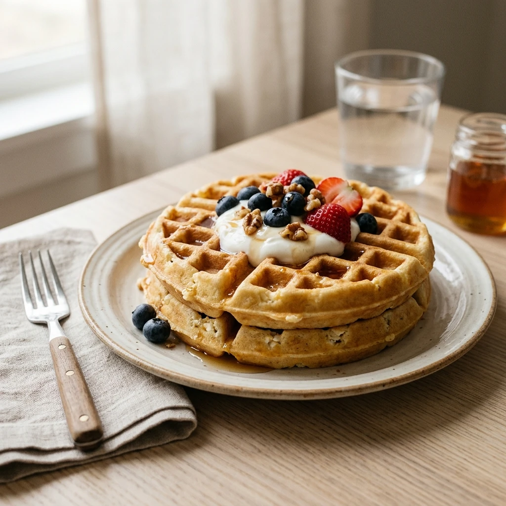 High Protein Waffles Cottage Cheese 20g+ Easy Breakfast 3 Ingredient