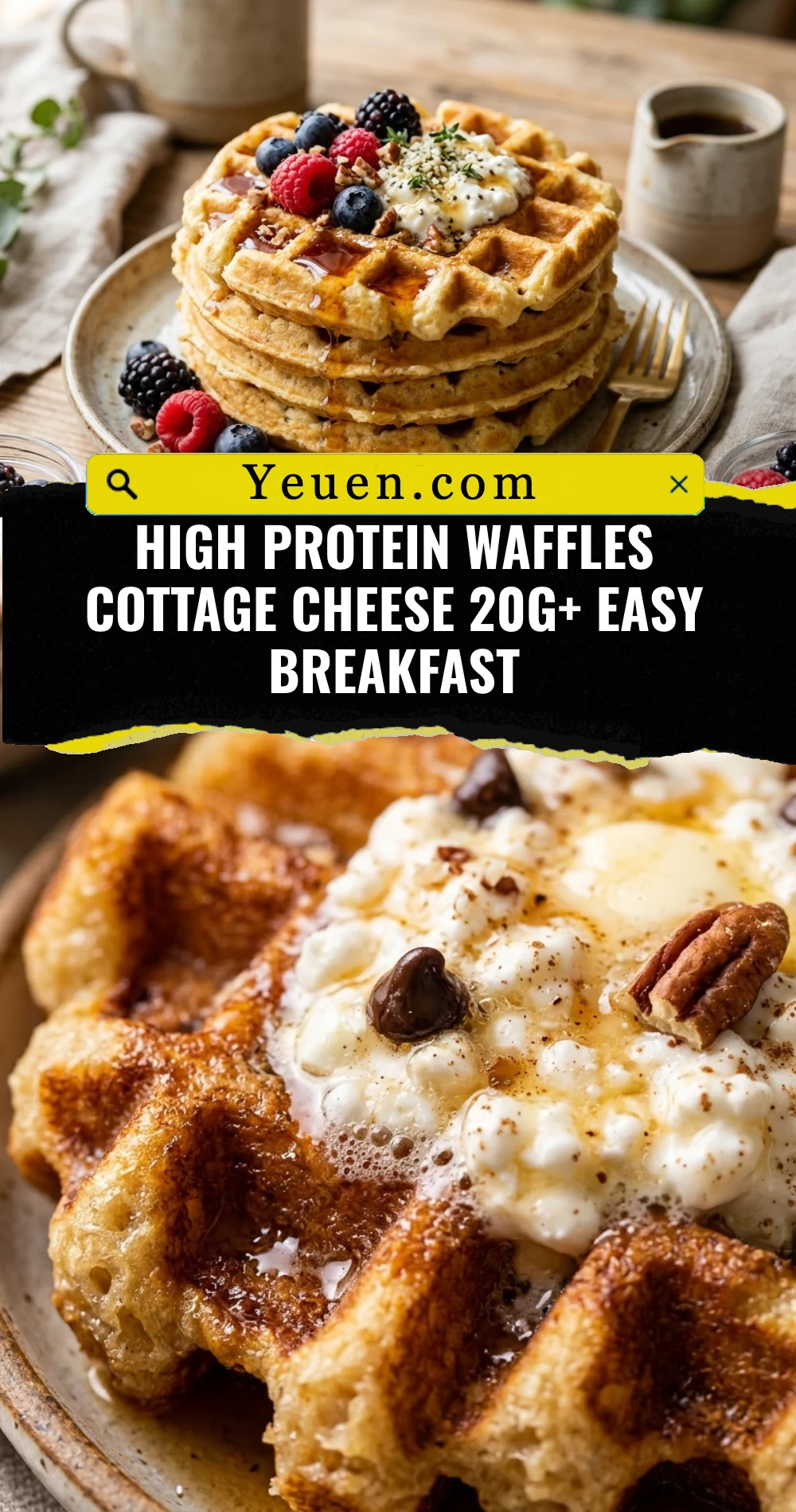 High Protein Waffles Cottage Cheese 20g+ Easy Breakfast