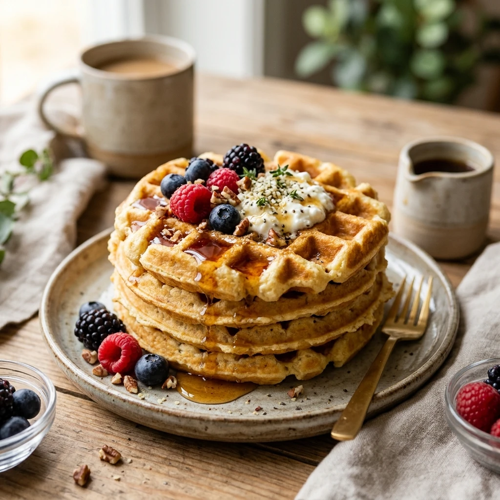 High Protein Waffles Cottage Cheese 20g+ Easy Breakfast