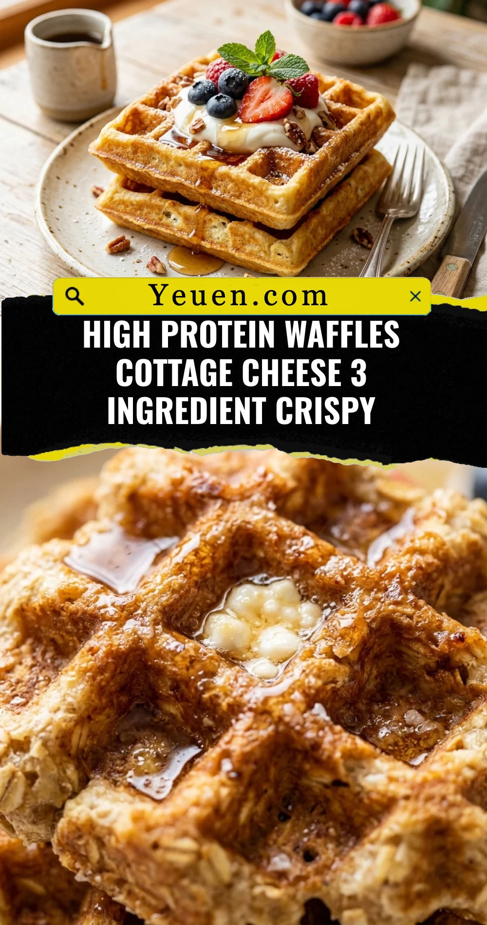 High Protein Waffles Cottage Cheese 3 Ingredient Crispy