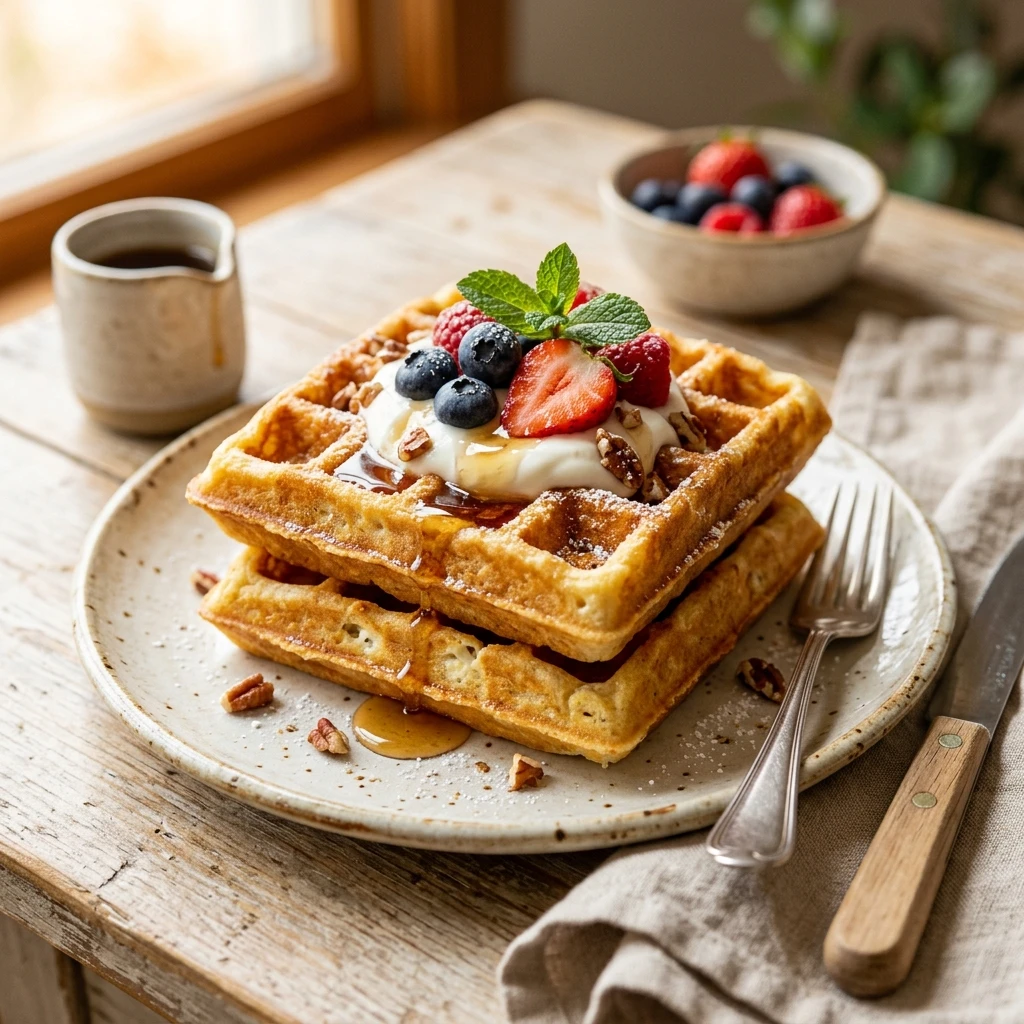 High Protein Waffles Cottage Cheese 3 Ingredient Crispy