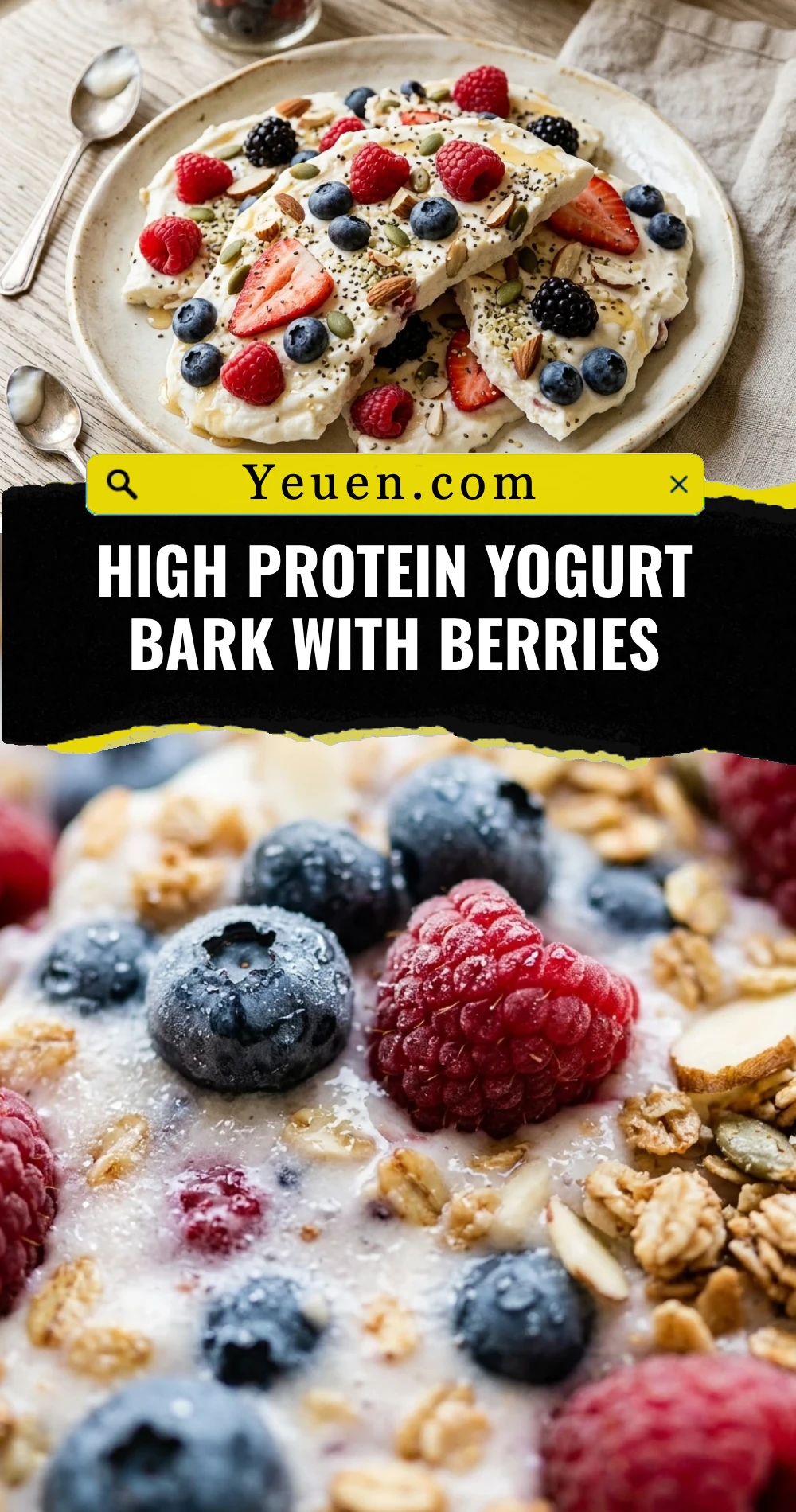 High Protein Yogurt Bark With Berries
