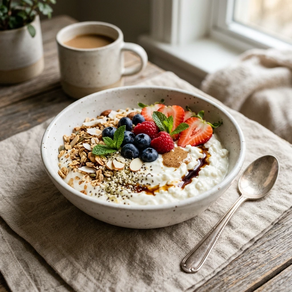 High Protein Yogurt Breakfast 30g+ Easy Low Carb Meal Prep Cottage Cheese