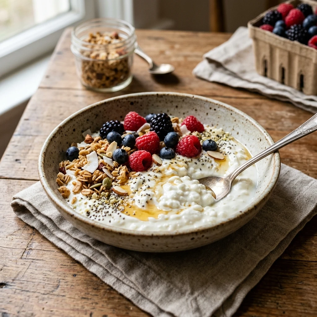 High Protein Yogurt Breakfast 30g+ Easy Meal Prep Low Carb Cottage Cheese