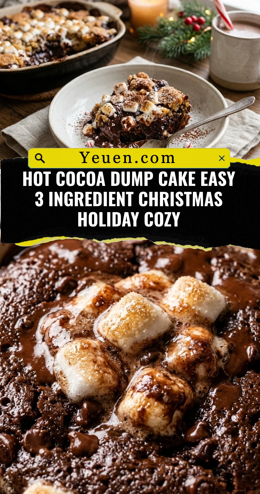 Hot Cocoa Dump Cake Easy 3 Ingredient Christmas Holiday Cozy