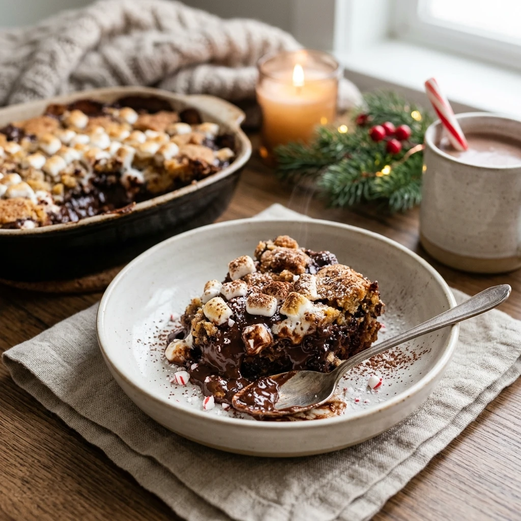 Hot Cocoa Dump Cake Easy 3 Ingredient Christmas Holiday Cozy