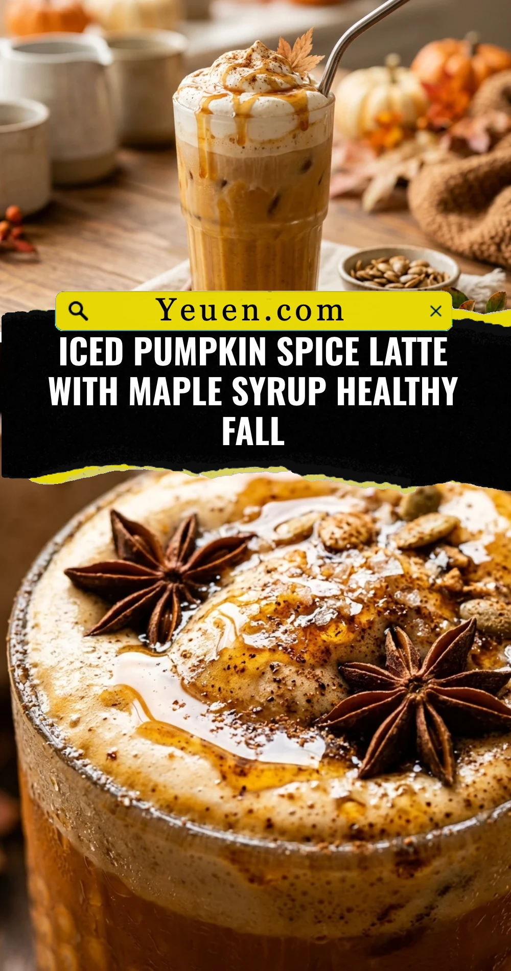 Iced Pumpkin Spice Latte With Maple Syrup Healthy Fall