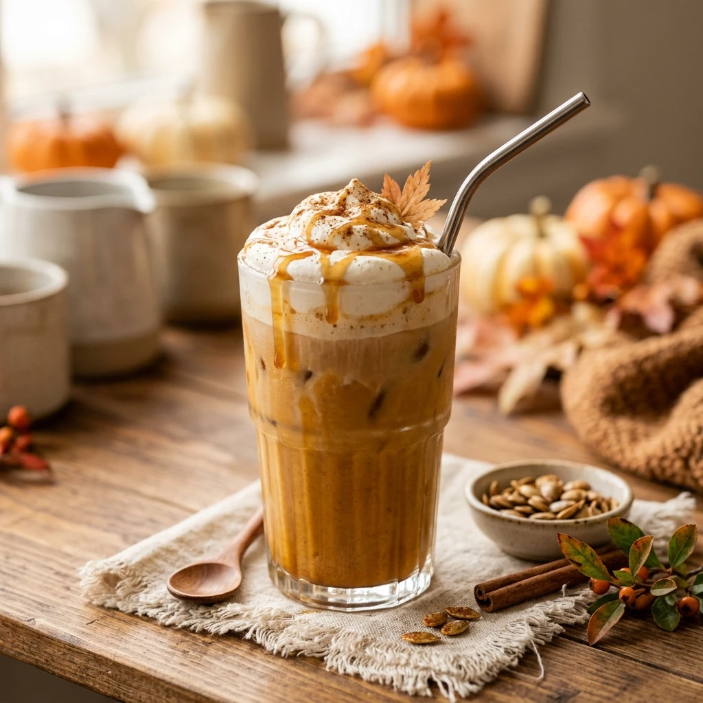 Iced Pumpkin Spice Latte With Maple Syrup Healthy Fall