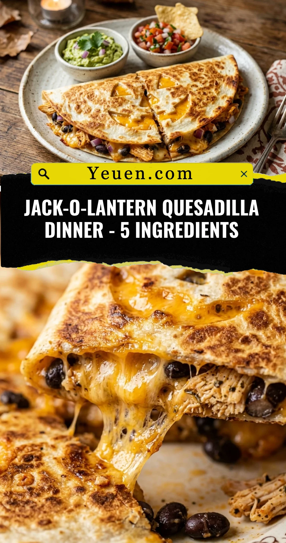 Jack-O-Lantern Quesadilla Dinner - 5 Ingredients