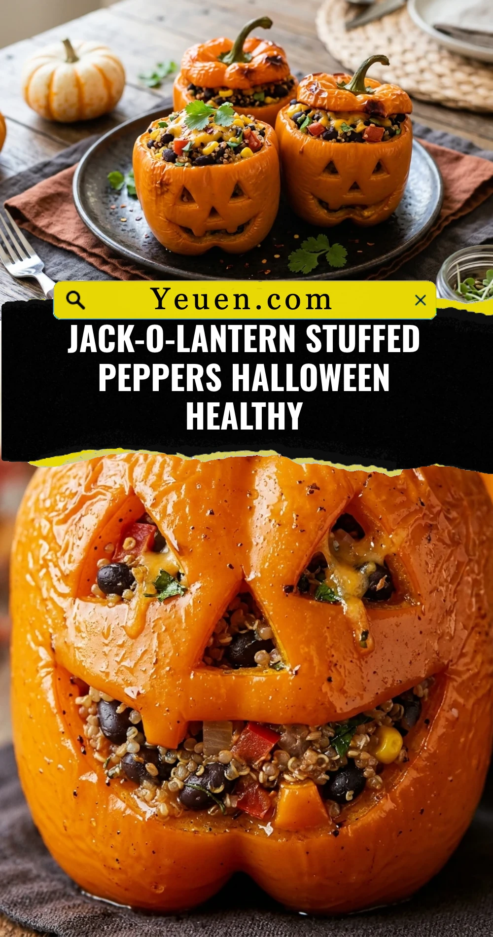 Jack-O-Lantern Stuffed Peppers Halloween Healthy