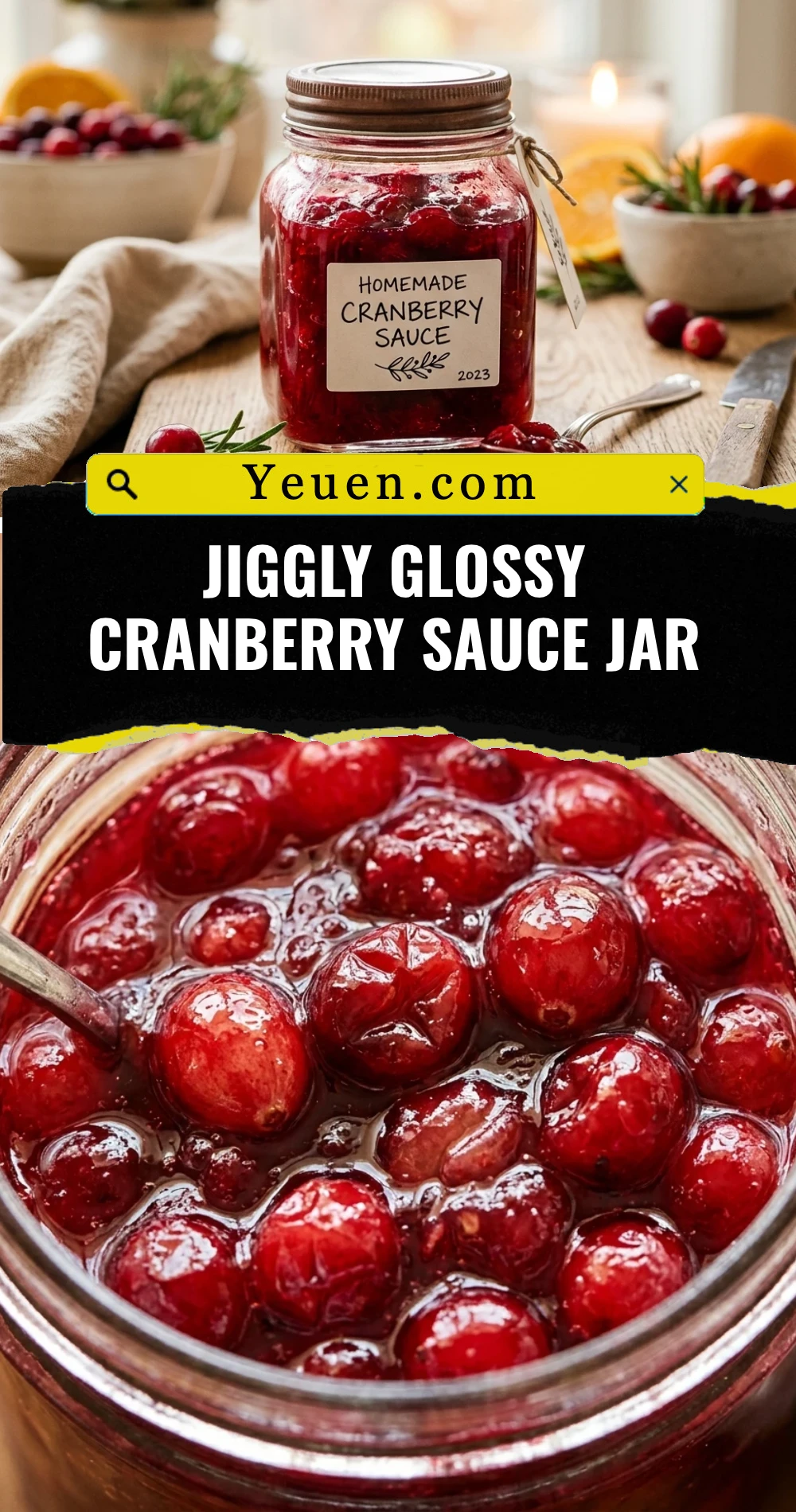 Jiggly Glossy Cranberry Sauce Jar