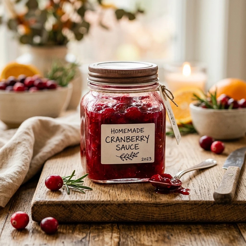 Jiggly Glossy Cranberry Sauce Jar