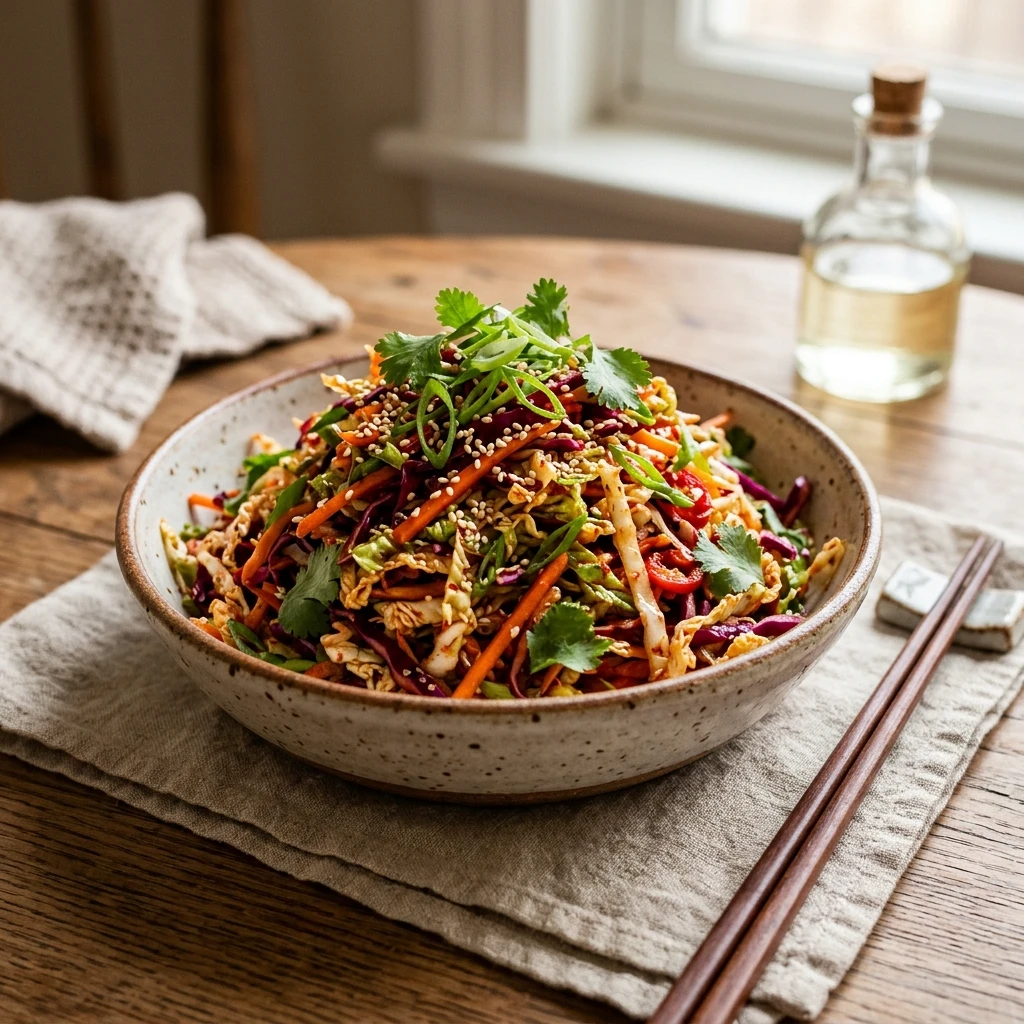 Korean Cabbage Slaw Spicy No Mayo Budget 2026 Healthy Easy Crunchy