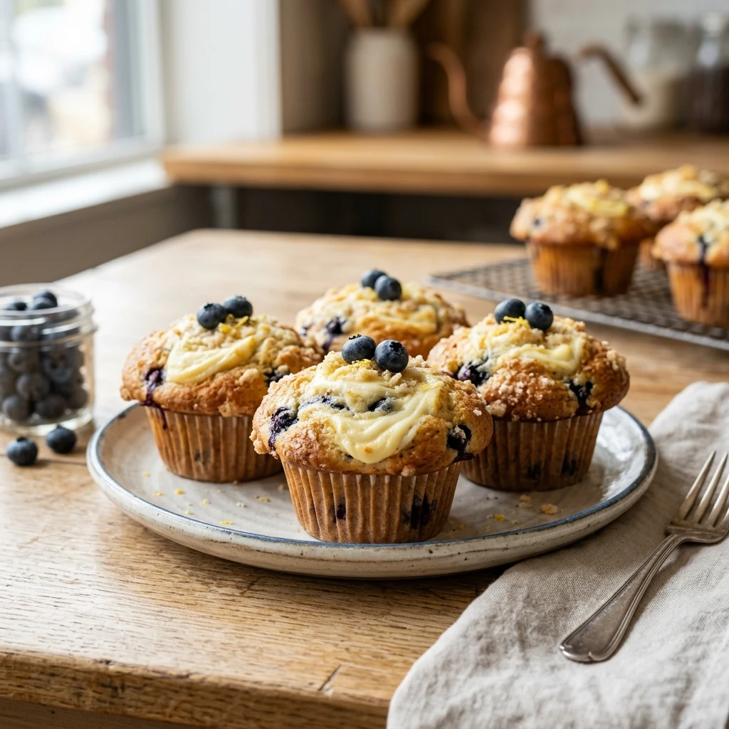 Lemon Blueberry Muffins With Cream Cheese Swirl Bakery