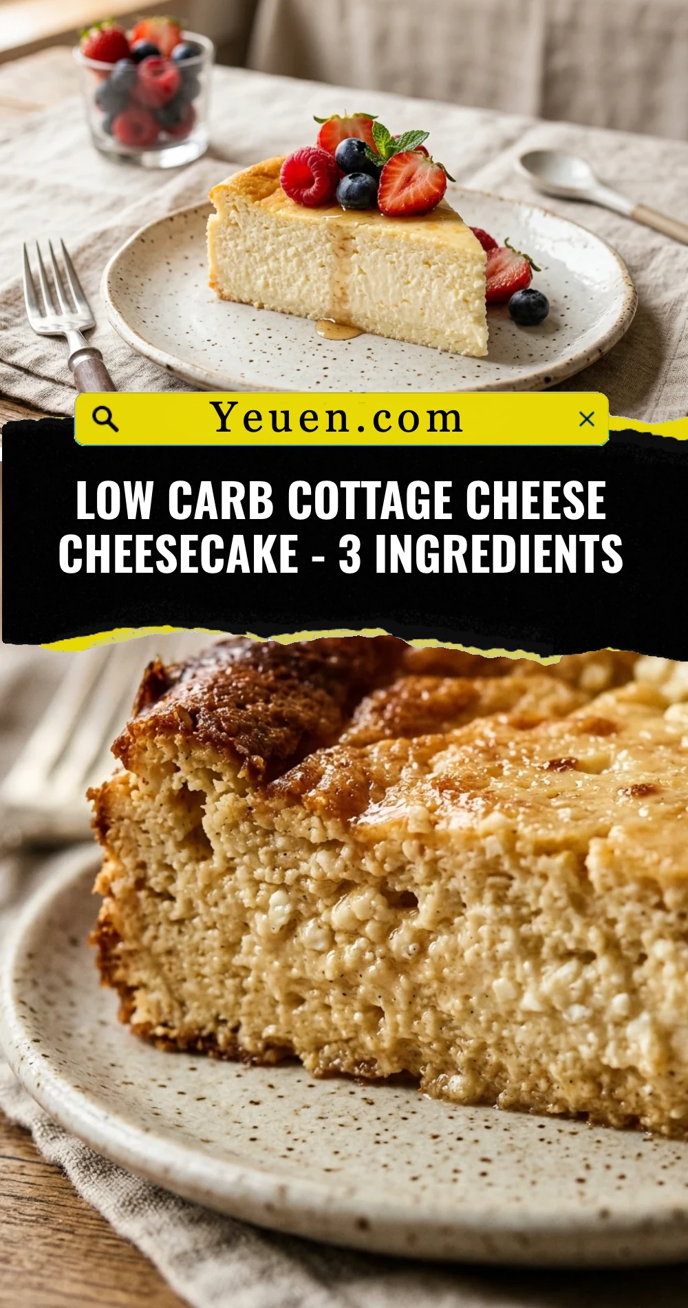 Low Carb Cottage Cheese Cheesecake - 3 Ingredients