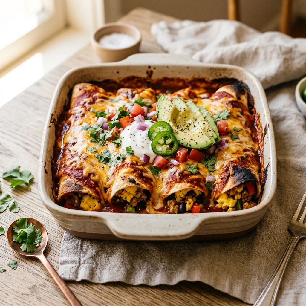 Make Ahead High Protein Breakfast Enchiladas 5 Minute No Fail Budget Easy
