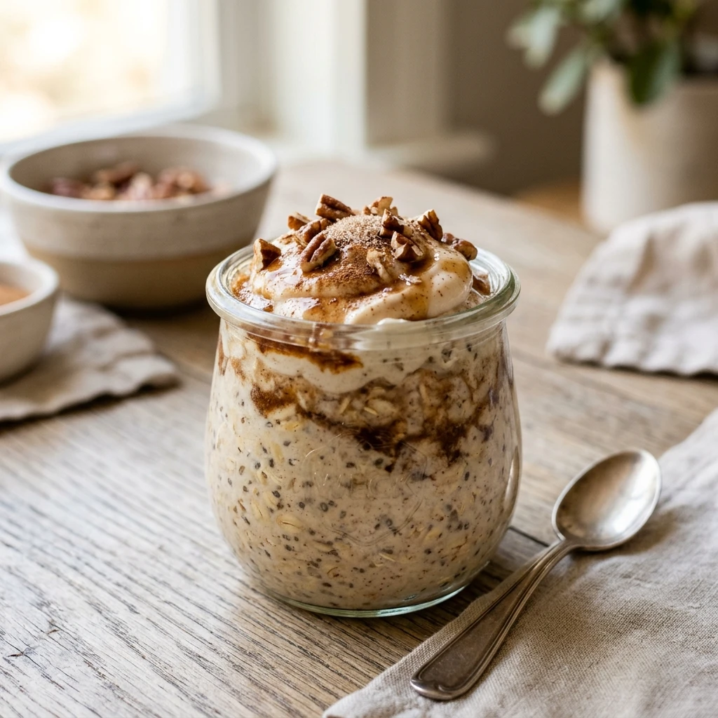 Make Ahead High Protein Cinnamon Roll Overnight Oats 5 Minute Weight Loss
