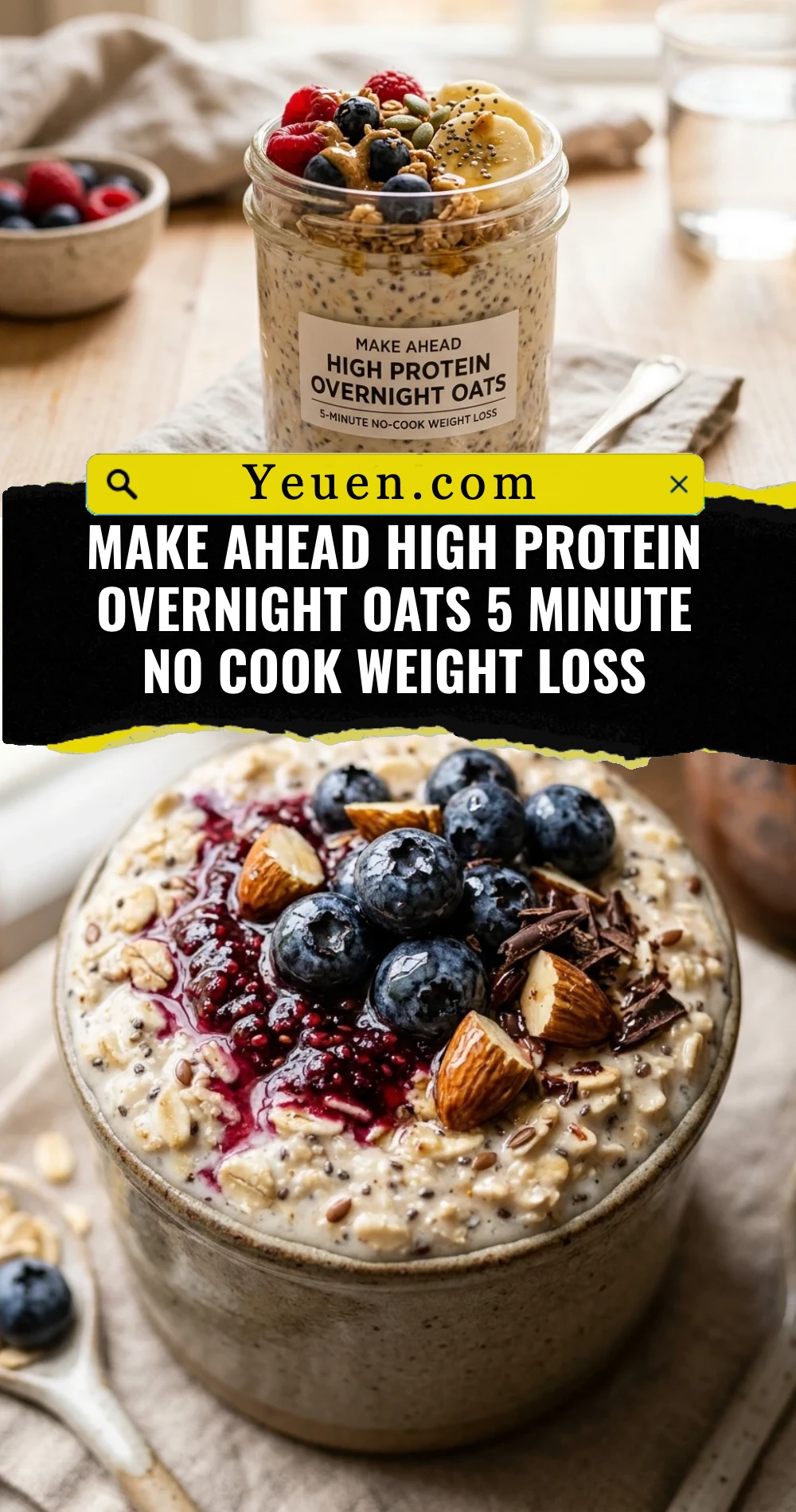 Make Ahead High Protein Overnight Oats 5 Minute No Cook Weight Loss