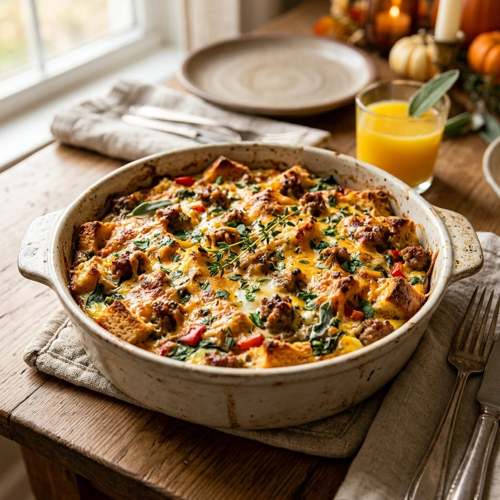 Make Ahead Thanksgiving Breakfast Casserole With Sausage Feeds 8