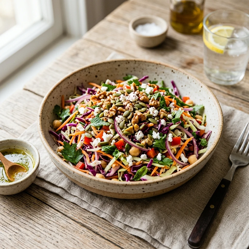 Mediterranean Cabbage Slaw Crunchy No Mayo Budget 2026 Healthy Easy