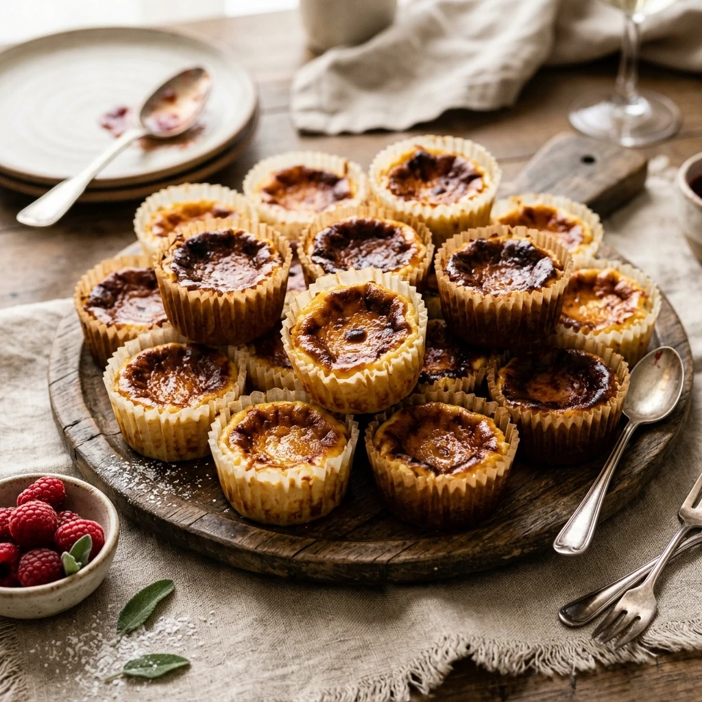 Mini Basque Cheesecake Bites Burnt Creamy Easy Party Viral TikTok Famous