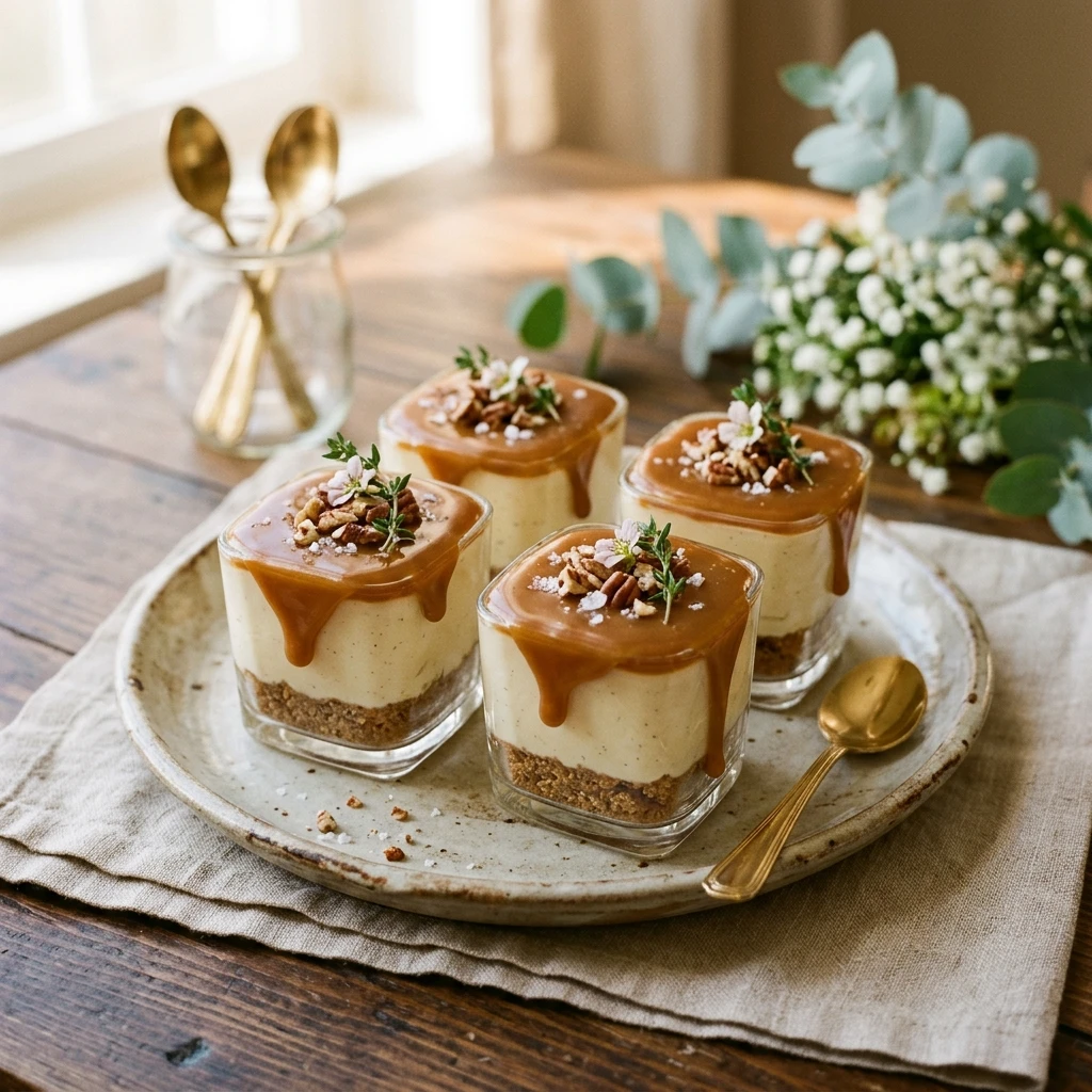 Mini Caramel Cheesecake Cups No Bake Easy Party Creamy Viral Recipe