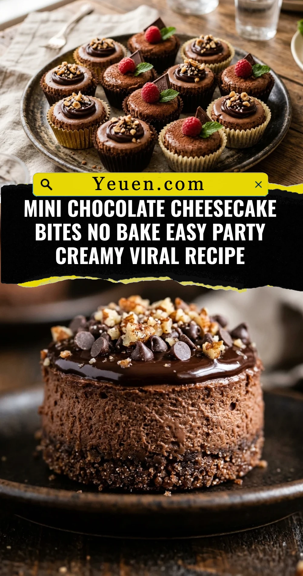 Mini Chocolate Cheesecake Bites No Bake Easy Party Creamy Viral Recipe