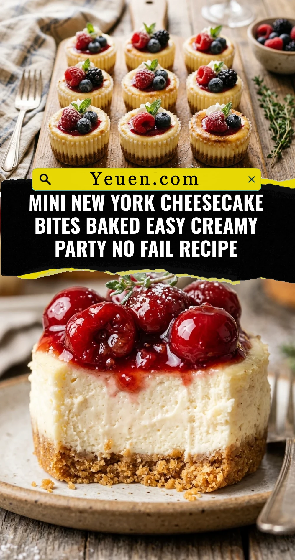 Mini New York Cheesecake Bites Baked Easy Creamy Party No Fail Recipe