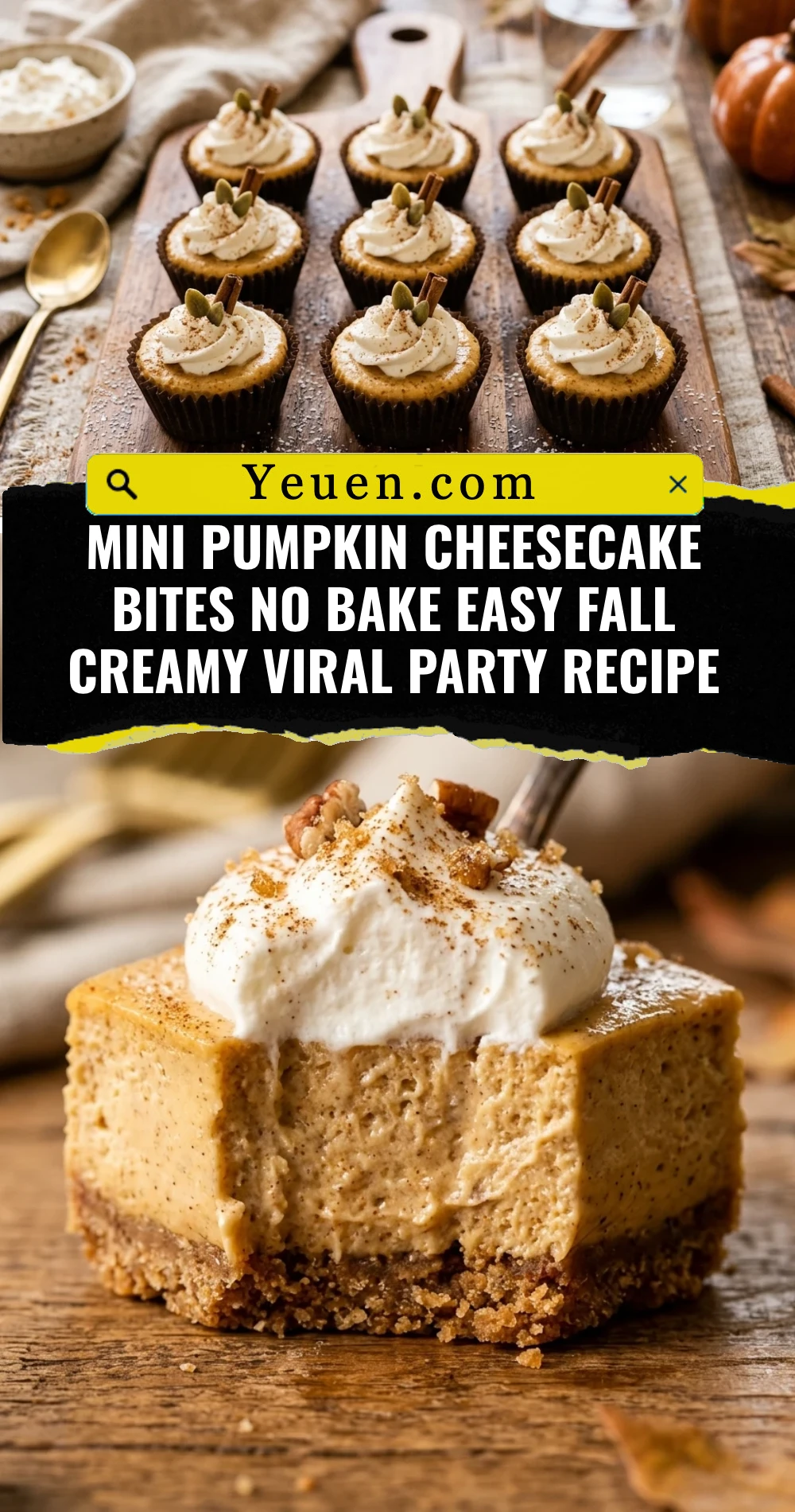 Mini Pumpkin Cheesecake Bites No Bake Easy Fall Creamy Viral Party Recipe