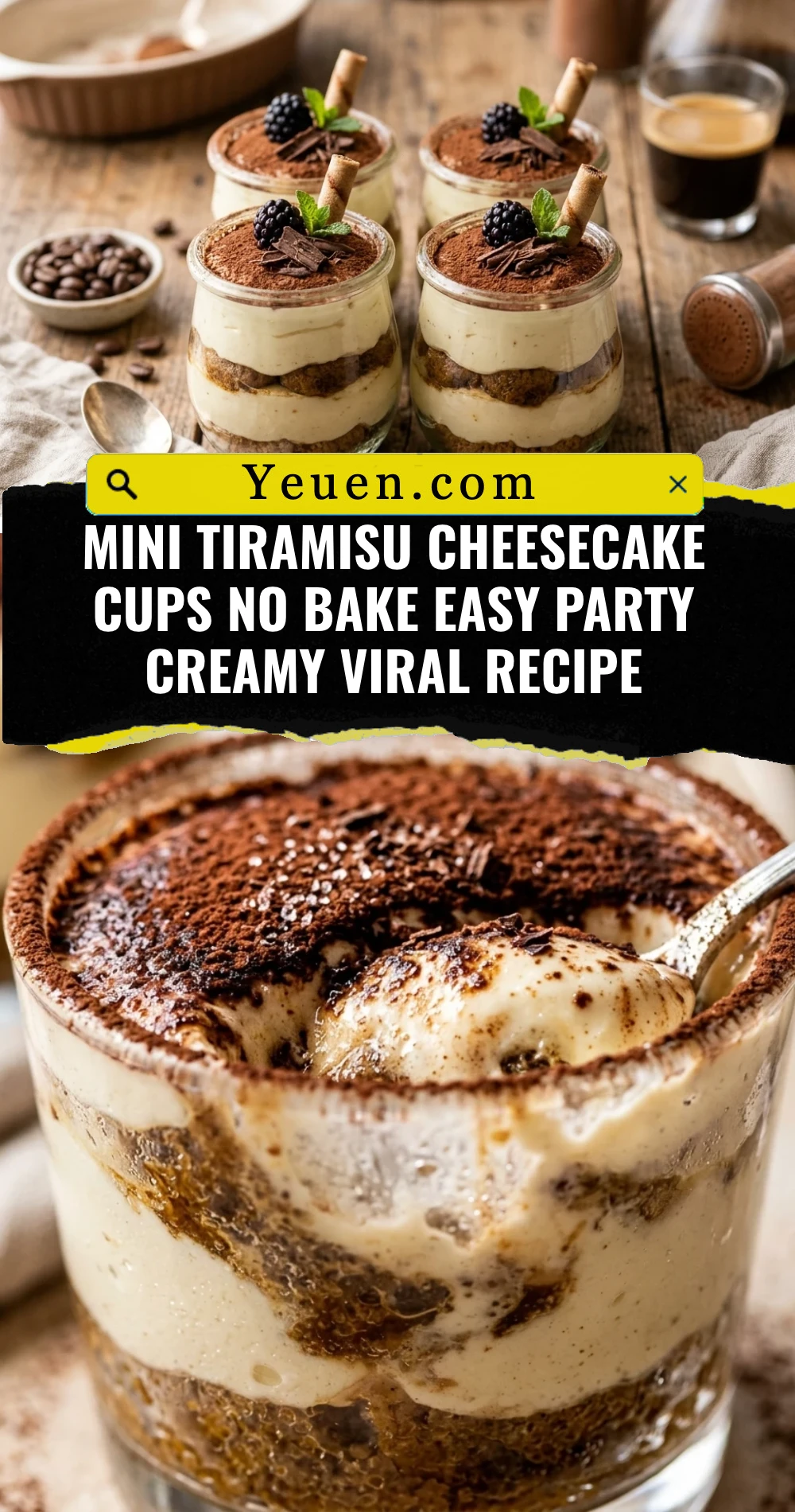 Mini Tiramisu Cheesecake Cups No Bake Easy Party Creamy Viral Recipe
