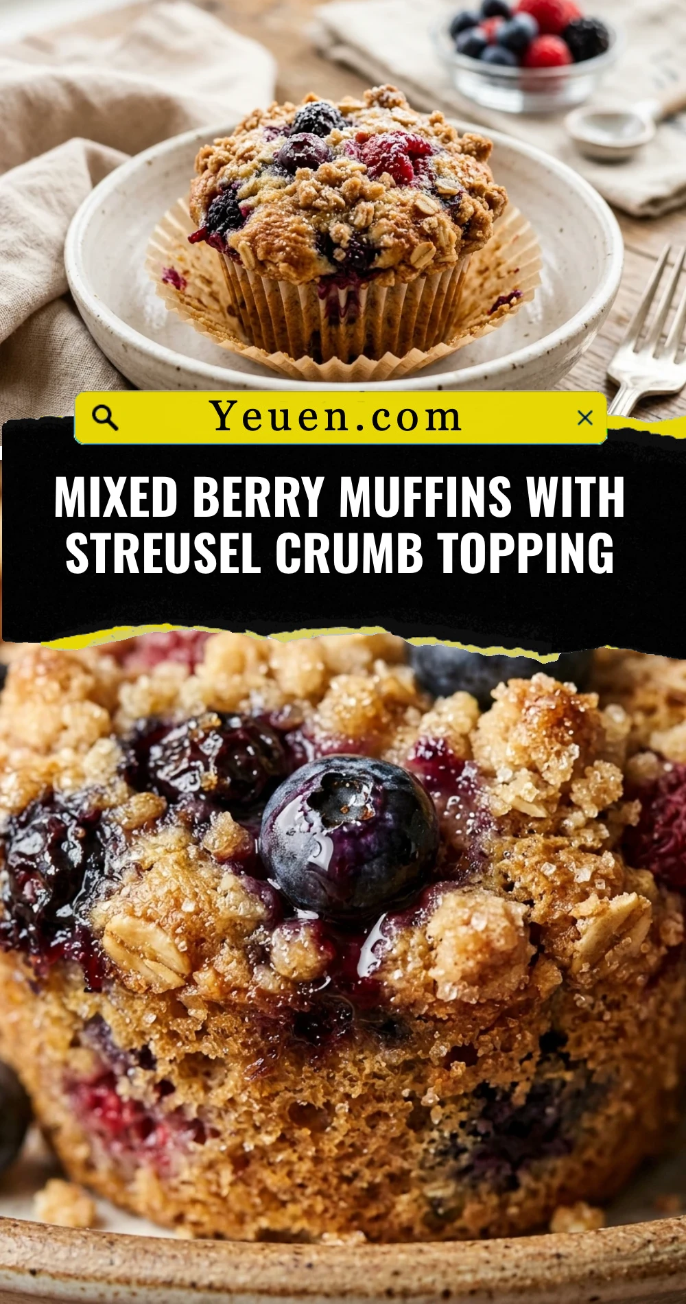 Mixed Berry Muffins With Streusel Crumb Topping