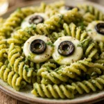 Monster Eye Pasta Halloween Green Pesto Kids