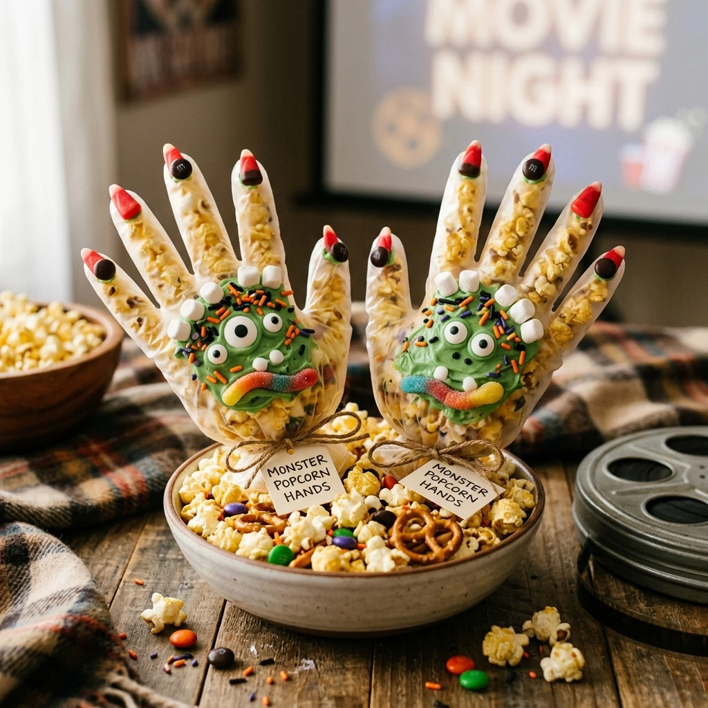 Monster Popcorn Hands - Movie Night Dinner Snack