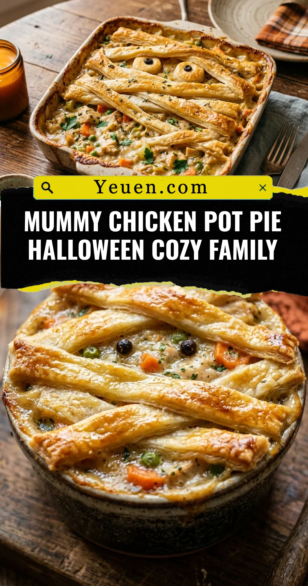 Mummy Chicken Pot Pie Halloween Cozy Family